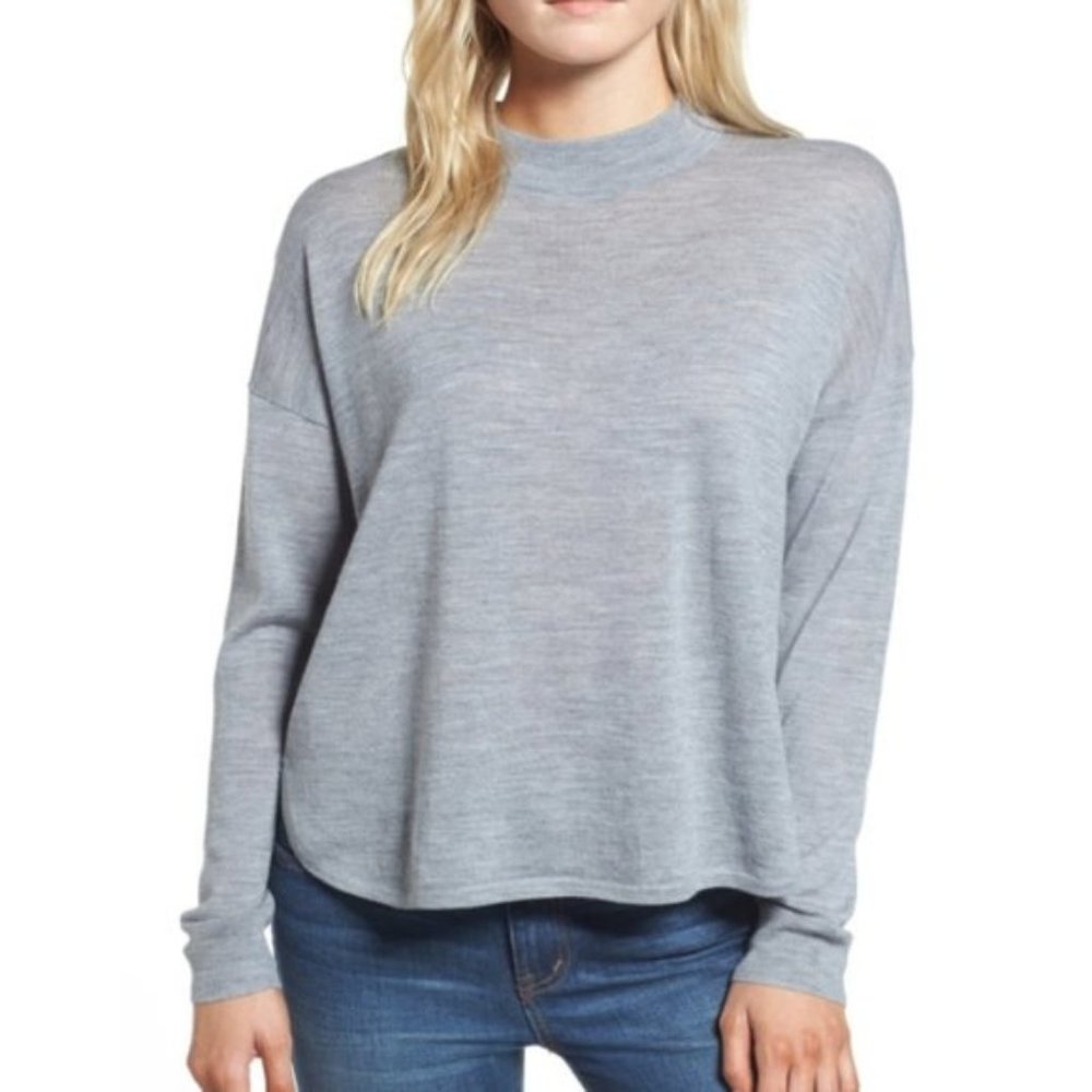 Madewell Mock Neck Boxy Pullover Grey Sweater XS